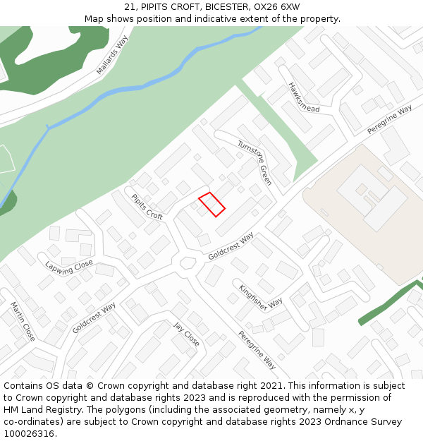 21, PIPITS CROFT, BICESTER, OX26 6XW: Location map and indicative extent of plot