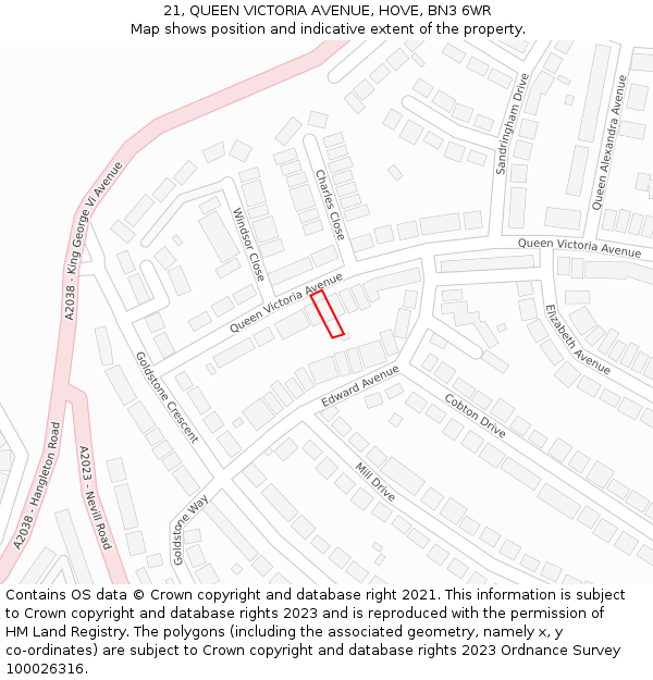 21, QUEEN VICTORIA AVENUE, HOVE, BN3 6WR: Location map and indicative extent of plot