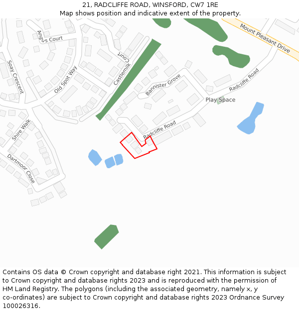 21, RADCLIFFE ROAD, WINSFORD, CW7 1RE: Location map and indicative extent of plot