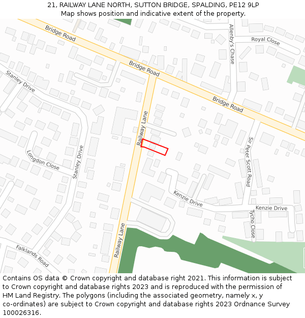21, RAILWAY LANE NORTH, SUTTON BRIDGE, SPALDING, PE12 9LP: Location map and indicative extent of plot