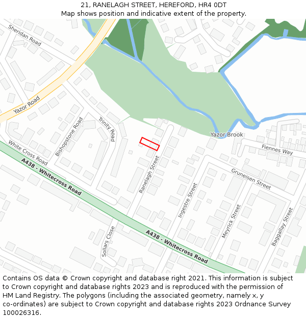 21, RANELAGH STREET, HEREFORD, HR4 0DT: Location map and indicative extent of plot