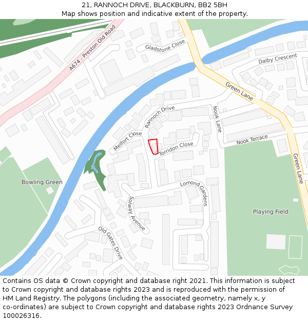 21, RANNOCH DRIVE, BLACKBURN, BB2 5BH: Location map and indicative extent of plot