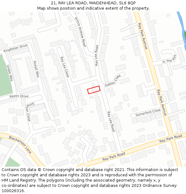 21, RAY LEA ROAD, MAIDENHEAD, SL6 8QP: Location map and indicative extent of plot