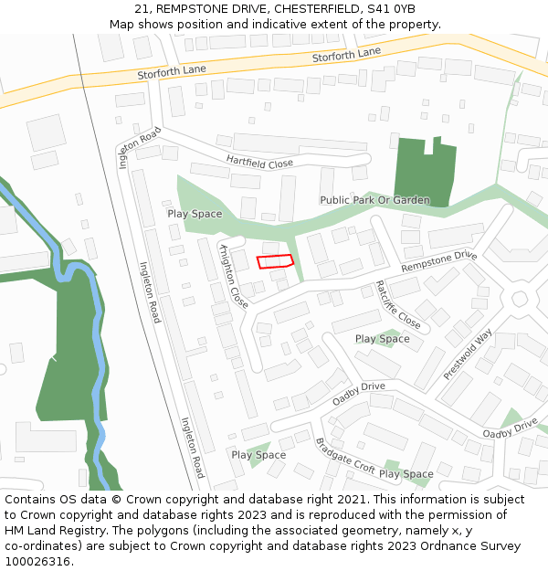 21, REMPSTONE DRIVE, CHESTERFIELD, S41 0YB: Location map and indicative extent of plot