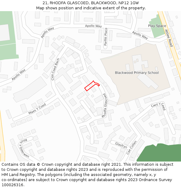 21, RHODFA GLASCOED, BLACKWOOD, NP12 1GW: Location map and indicative extent of plot