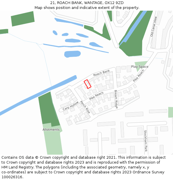 21, ROACH BANK, WANTAGE, OX12 9ZD: Location map and indicative extent of plot