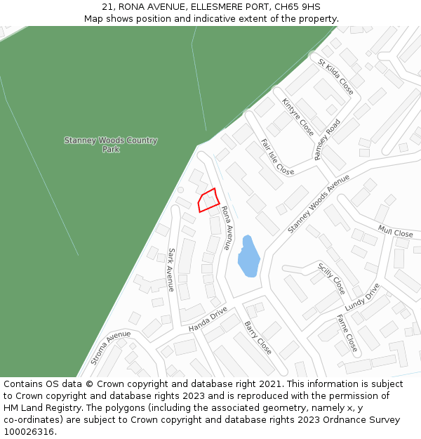 21, RONA AVENUE, ELLESMERE PORT, CH65 9HS: Location map and indicative extent of plot