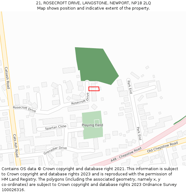 21, ROSECROFT DRIVE, LANGSTONE, NEWPORT, NP18 2LQ: Location map and indicative extent of plot