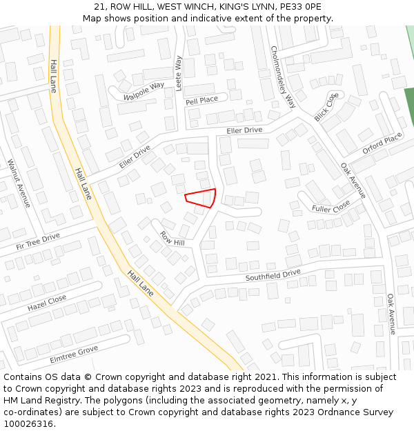 21, ROW HILL, WEST WINCH, KING'S LYNN, PE33 0PE: Location map and indicative extent of plot