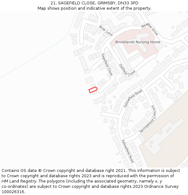 21, SAGEFIELD CLOSE, GRIMSBY, DN33 3PD: Location map and indicative extent of plot