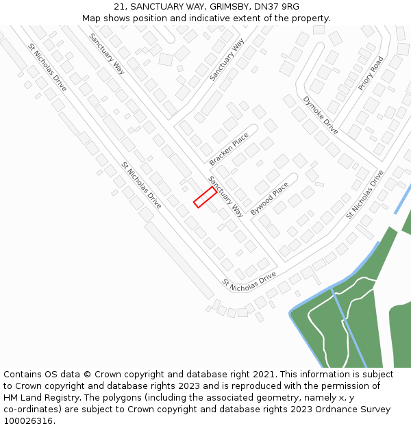 21, SANCTUARY WAY, GRIMSBY, DN37 9RG: Location map and indicative extent of plot