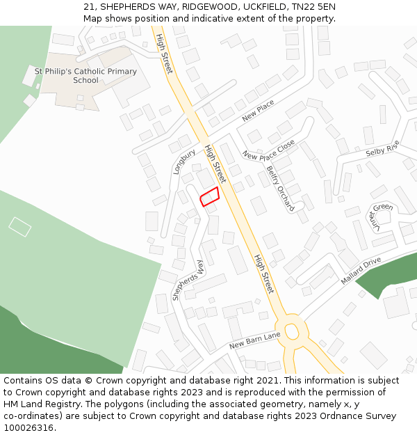 21, SHEPHERDS WAY, RIDGEWOOD, UCKFIELD, TN22 5EN: Location map and indicative extent of plot