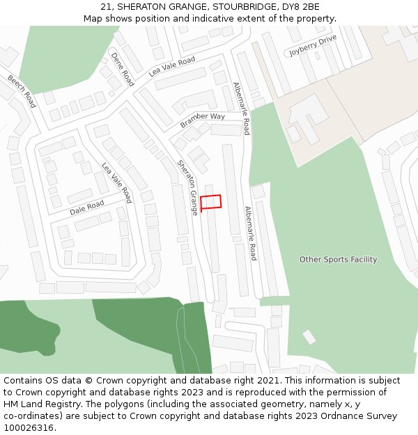 21, SHERATON GRANGE, STOURBRIDGE, DY8 2BE: Location map and indicative extent of plot