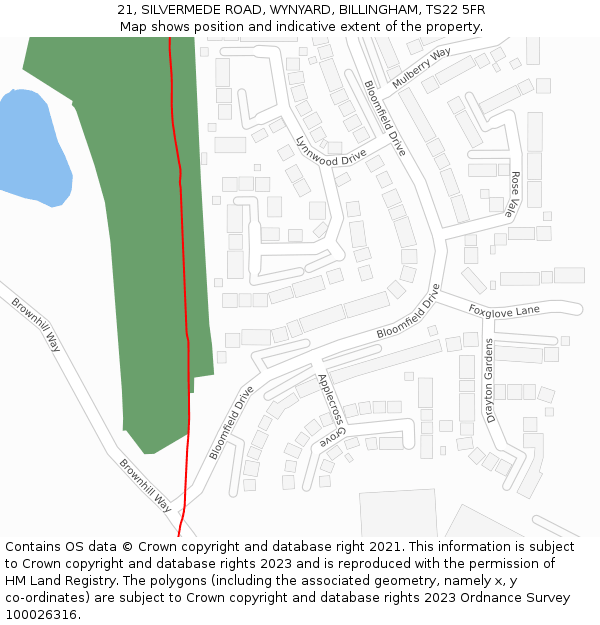 21, SILVERMEDE ROAD, WYNYARD, BILLINGHAM, TS22 5FR: Location map and indicative extent of plot