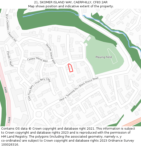 21, SKOMER ISLAND WAY, CAERPHILLY, CF83 2AR: Location map and indicative extent of plot