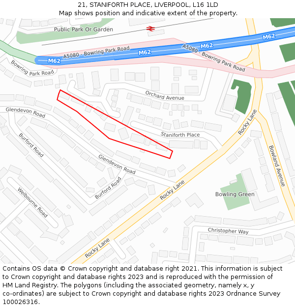 21, STANIFORTH PLACE, LIVERPOOL, L16 1LD: Location map and indicative extent of plot