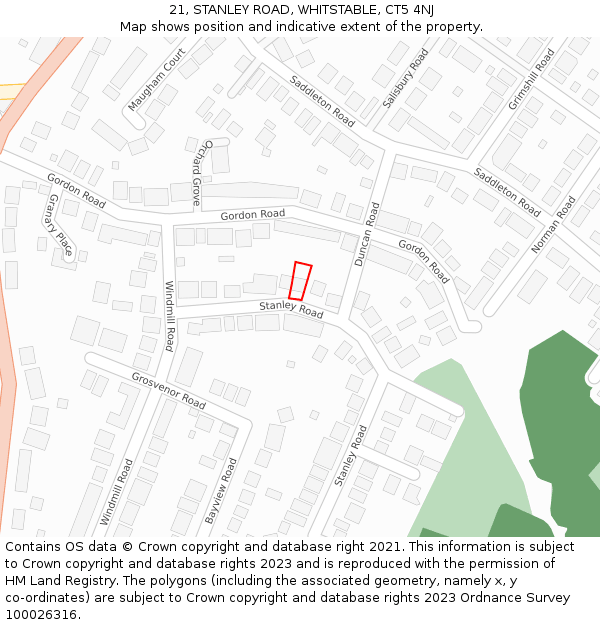 21, STANLEY ROAD, WHITSTABLE, CT5 4NJ: Location map and indicative extent of plot
