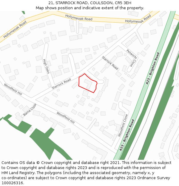 21, STARROCK ROAD, COULSDON, CR5 3EH: Location map and indicative extent of plot