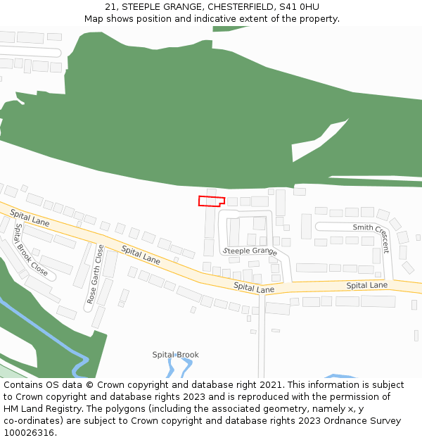 21, STEEPLE GRANGE, CHESTERFIELD, S41 0HU: Location map and indicative extent of plot