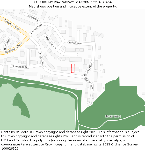 21, STIRLING WAY, WELWYN GARDEN CITY, AL7 2QA: Location map and indicative extent of plot