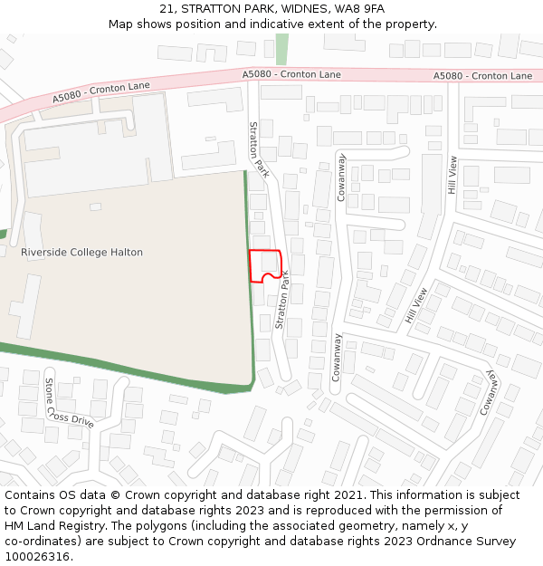 21, STRATTON PARK, WIDNES, WA8 9FA: Location map and indicative extent of plot