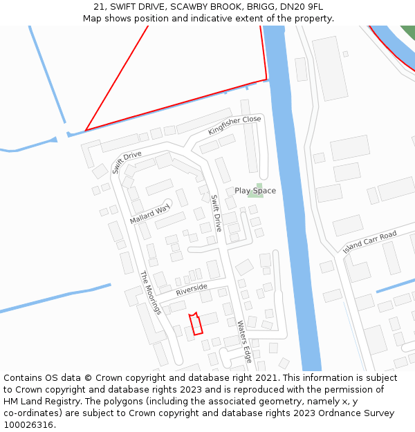 21, SWIFT DRIVE, SCAWBY BROOK, BRIGG, DN20 9FL: Location map and indicative extent of plot