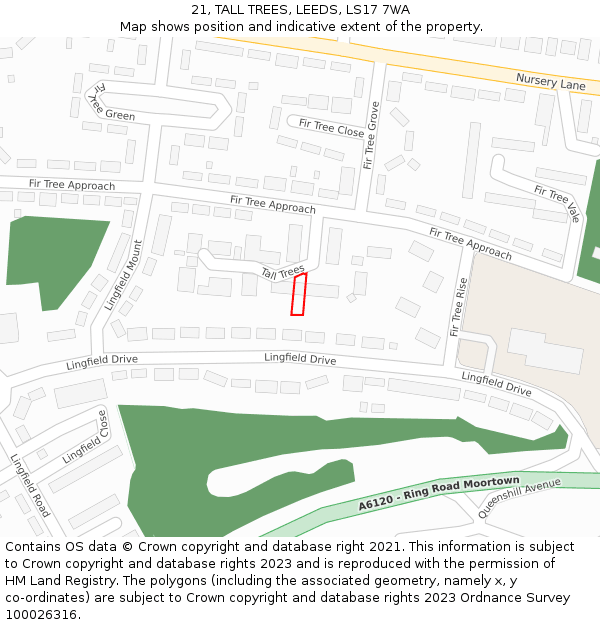 21, TALL TREES, LEEDS, LS17 7WA: Location map and indicative extent of plot