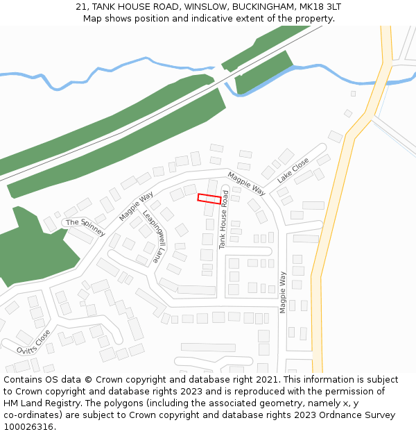 21, TANK HOUSE ROAD, WINSLOW, BUCKINGHAM, MK18 3LT: Location map and indicative extent of plot