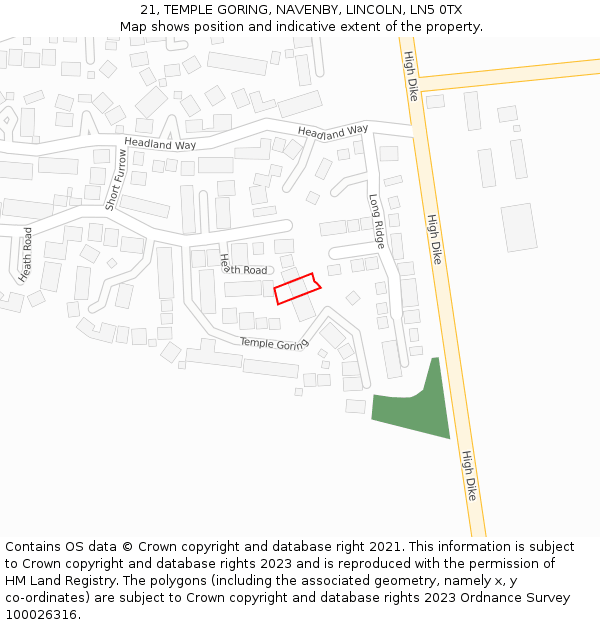 21, TEMPLE GORING, NAVENBY, LINCOLN, LN5 0TX: Location map and indicative extent of plot