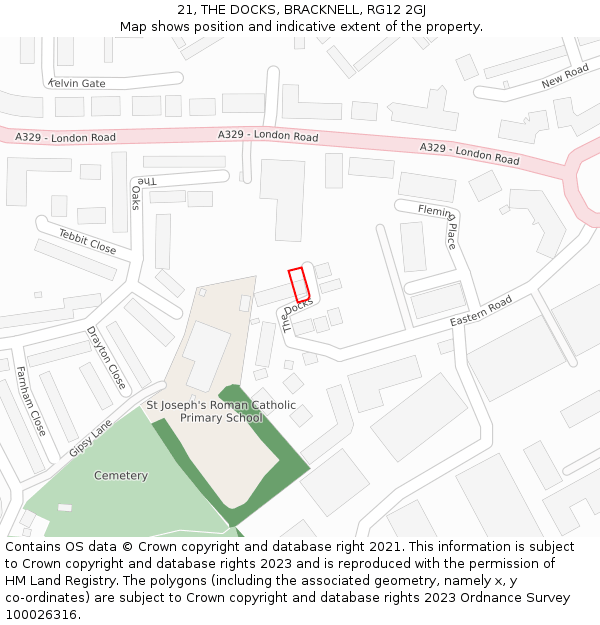 21, THE DOCKS, BRACKNELL, RG12 2GJ: Location map and indicative extent of plot