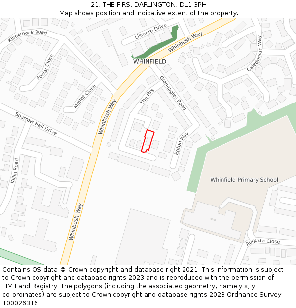 21, THE FIRS, DARLINGTON, DL1 3PH: Location map and indicative extent of plot