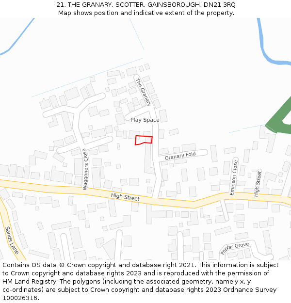 21, THE GRANARY, SCOTTER, GAINSBOROUGH, DN21 3RQ: Location map and indicative extent of plot