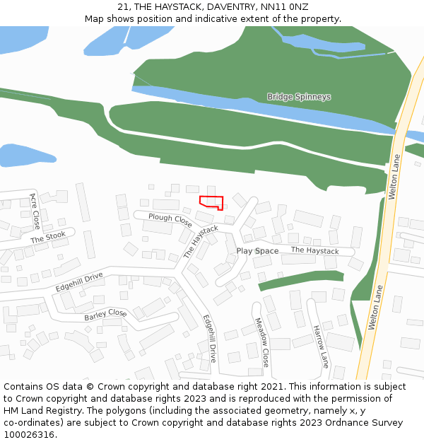 21, THE HAYSTACK, DAVENTRY, NN11 0NZ: Location map and indicative extent of plot