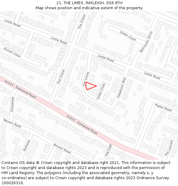 21, THE LIMES, RAYLEIGH, SS6 8TH: Location map and indicative extent of plot
