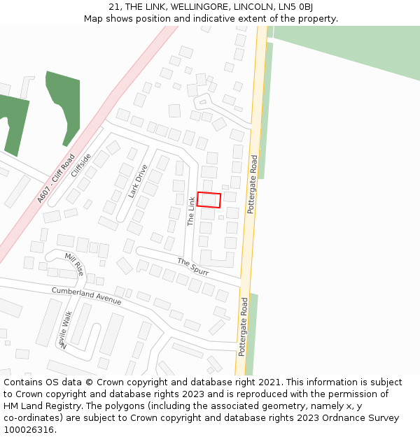 21, THE LINK, WELLINGORE, LINCOLN, LN5 0BJ: Location map and indicative extent of plot