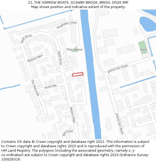 21, THE NARROW BOATS, SCAWBY BROOK, BRIGG, DN20 9RF: Location map and indicative extent of plot