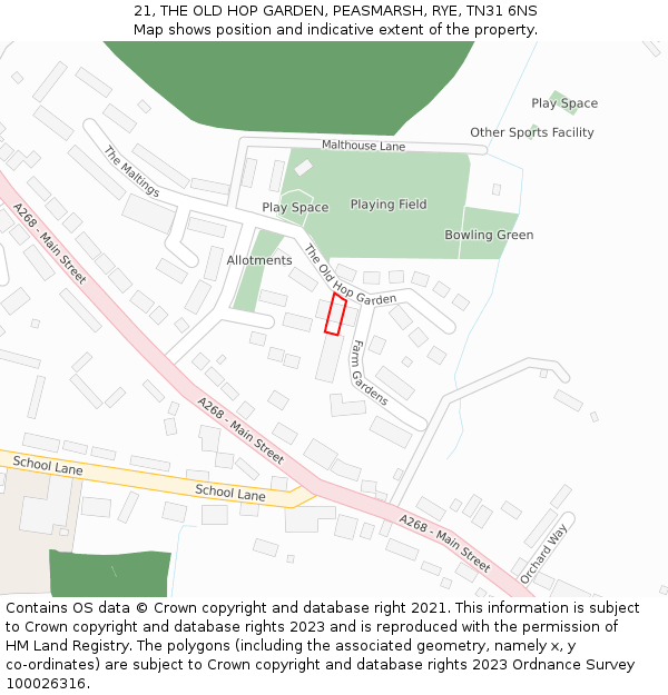 21, THE OLD HOP GARDEN, PEASMARSH, RYE, TN31 6NS: Location map and indicative extent of plot