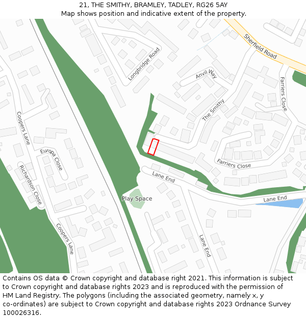 21, THE SMITHY, BRAMLEY, TADLEY, RG26 5AY: Location map and indicative extent of plot