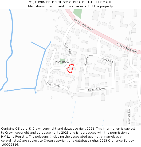 21, THORN FIELDS, THORNGUMBALD, HULL, HU12 9UH: Location map and indicative extent of plot