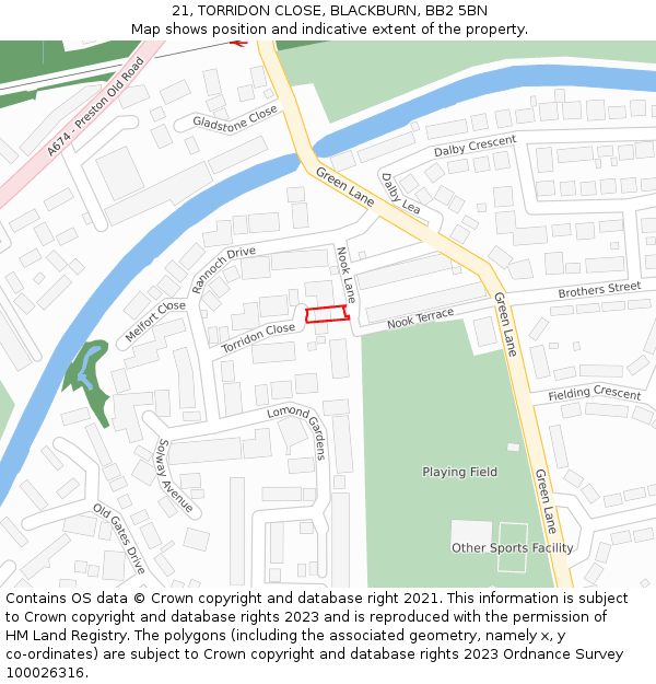 21, TORRIDON CLOSE, BLACKBURN, BB2 5BN: Location map and indicative extent of plot