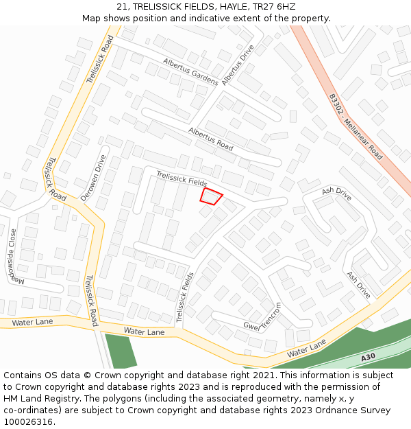 21, TRELISSICK FIELDS, HAYLE, TR27 6HZ: Location map and indicative extent of plot