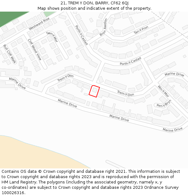 21, TREM Y DON, BARRY, CF62 6QJ: Location map and indicative extent of plot