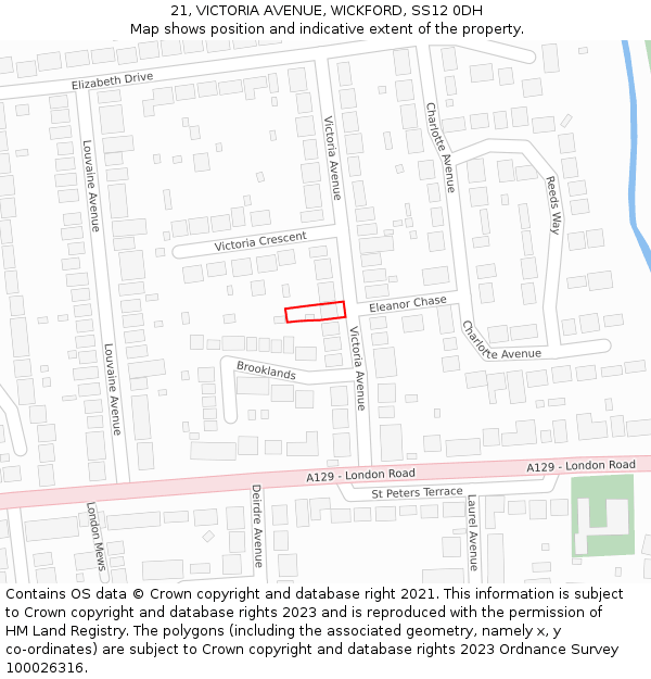 21, VICTORIA AVENUE, WICKFORD, SS12 0DH: Location map and indicative extent of plot