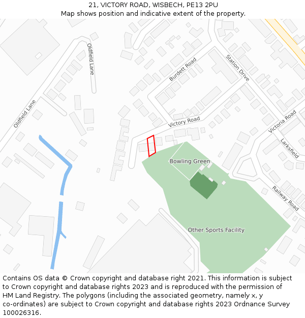 21, VICTORY ROAD, WISBECH, PE13 2PU: Location map and indicative extent of plot