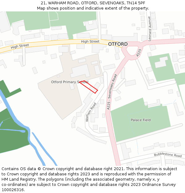 21, WARHAM ROAD, OTFORD, SEVENOAKS, TN14 5PF: Location map and indicative extent of plot