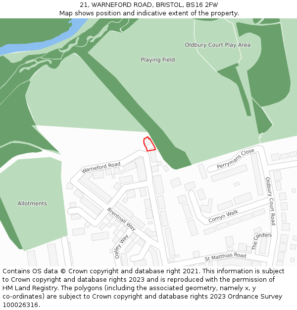 21, WARNEFORD ROAD, BRISTOL, BS16 2FW: Location map and indicative extent of plot