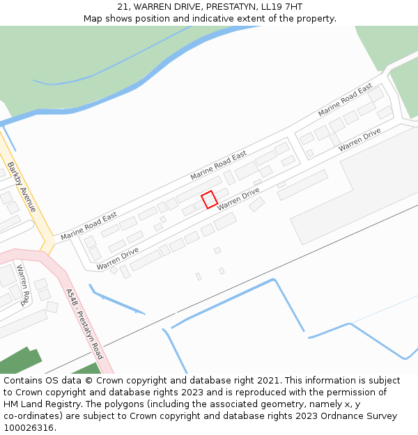21, WARREN DRIVE, PRESTATYN, LL19 7HT: Location map and indicative extent of plot