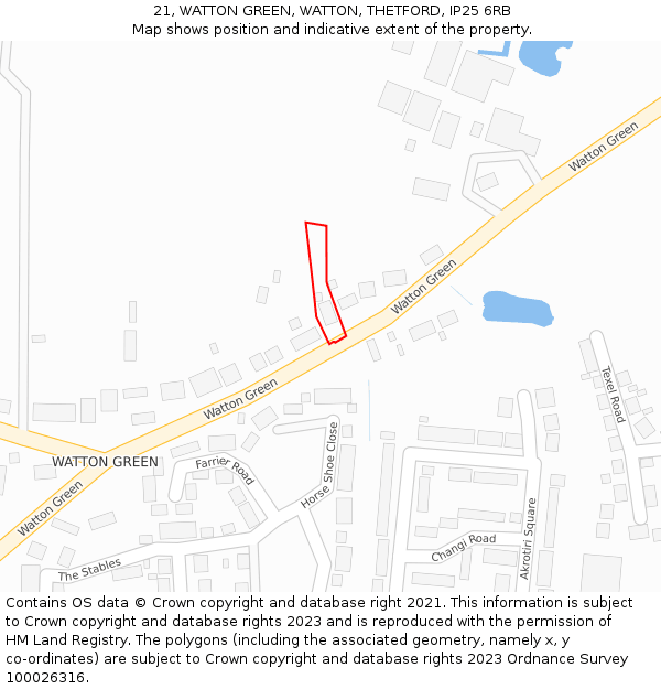 21, WATTON GREEN, WATTON, THETFORD, IP25 6RB: Location map and indicative extent of plot