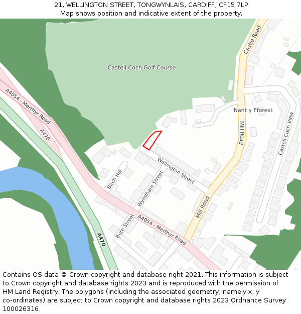 21, WELLINGTON STREET, TONGWYNLAIS, CARDIFF, CF15 7LP: Location map and indicative extent of plot