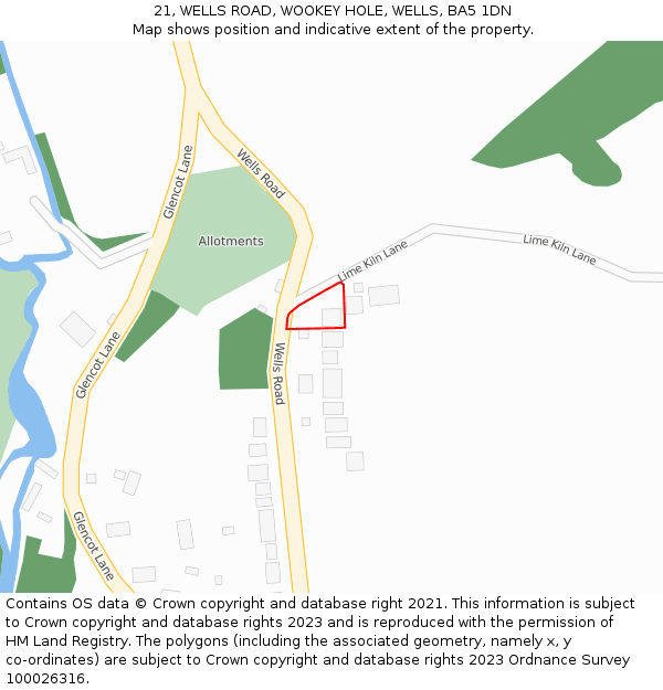 21, WELLS ROAD, WOOKEY HOLE, WELLS, BA5 1DN: Location map and indicative extent of plot